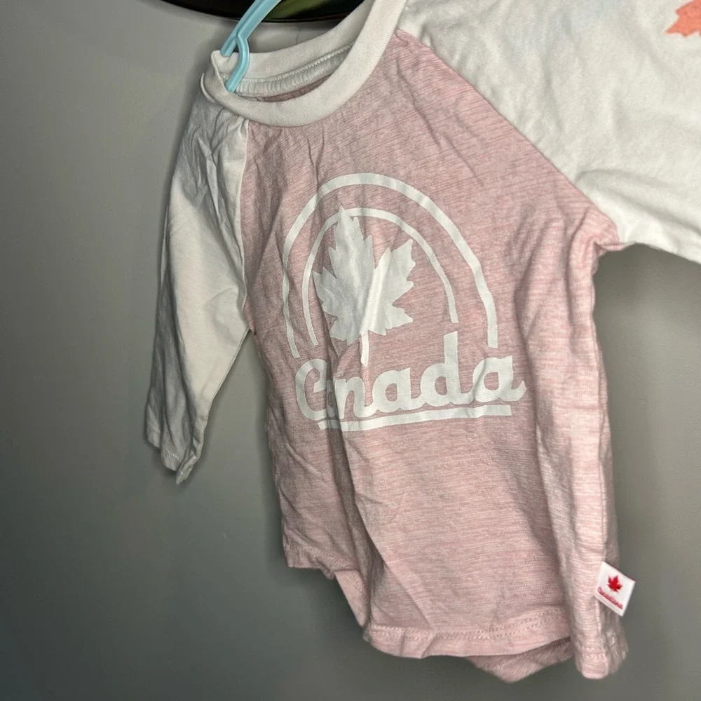 Canada Kids Long Sleeve Raglan Tee - Pink and White - Picture 3 of 9